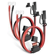Oyviny 2Pack 1.98FT SAE Battery Charger Cable with 10A Inline Fuse, 16AWG UL Listed Quick Disconnect SAE to O-Ring Terminal Harness for Battery Maintainer Motorcycle Solar Panel Vehicle Trickle Charge