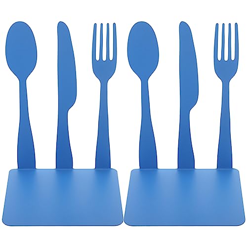 Erasable Pen Refill Metal Bookend Kitchen Fork Spoon Book Ends Support Cookery Book Holder for Kitchen Shelf Housewarming Cooking Lover Light Stickers