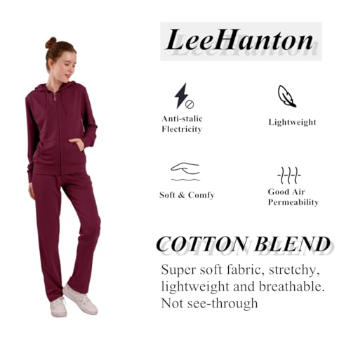 Image of LeeHanTon Womens Jogging Suits Sets Running Outfit Zipper Warm Up 2 Pieces Hoodie and Pant Tracksuit