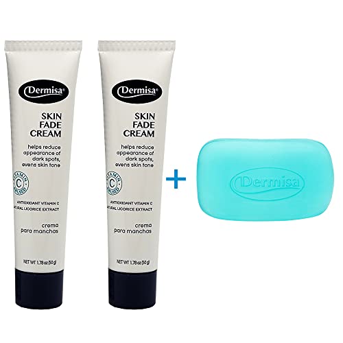 Dermisa Kit. Skin Fade Cream. Brightens and Helps Prevent Age Spots. 1.78 oz. (Pack of 2) + Dermisa Glycerin Bar. Natural Moisturizer and Cleanser. 3 oz