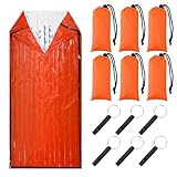 Qunclay 6 Set Emergency Sleeping Bag Survival Bivy Sack with Whistles 82.7