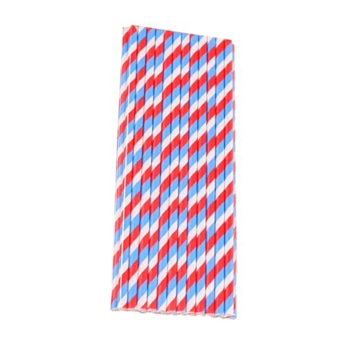150 pitillos de papel biodegradables con rayas azules y rojas miniatura 1