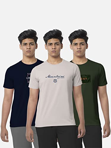 Image of BULLMER Black Trendy Typographic Printed Round Neck Half Sleeve Tshirt for Men