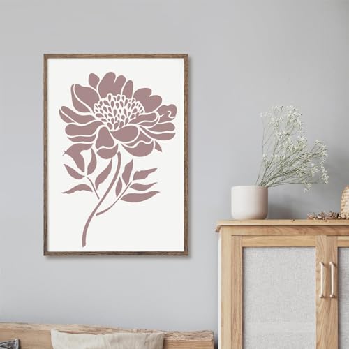 6 Pcs Large Flower Stencils for Painting Walls, Peony Pattern Reusable Floral Stencil Templates for Garden Fence, Wood Furniture Fabrics