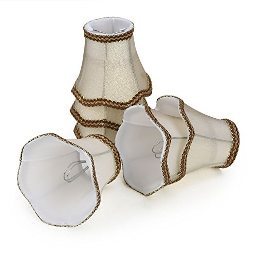 Fuloon Clip on Chandelier Lamp Shades, 3.14x5.51x4.72 in, Small Sconce Shades for Candelabra Bulbs, European/French Country Style(6 Pack, Golden) by Fuloon - Used condition - US$29.18