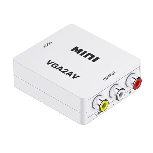 HBFQMDJLX VGA to AV Converter, VGA to RCA Composite Video Audio Adapter with USB Power Cable,1080p,PAL/NTSC Switchable, for PC/Laptop/DVD/Projector to Old TV/Monitor/Display