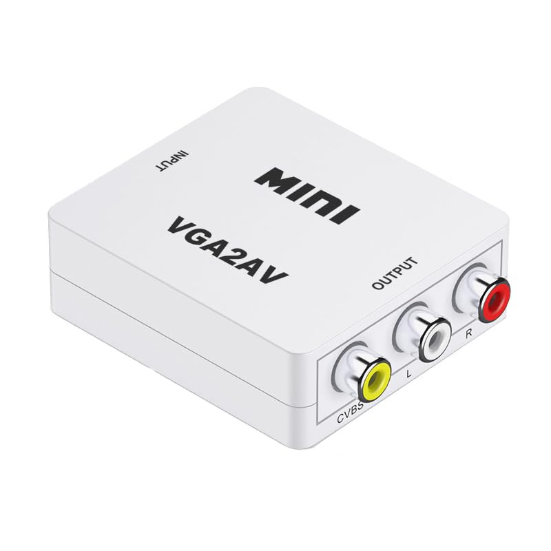 Adaptador VGA a RCA compatible con PAL y NTSC alimentado por USB para duplicar pantalla