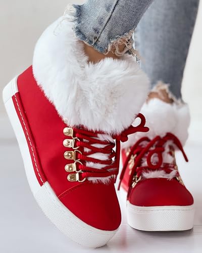 Winter Women's Snow Boots Short Barrel,Plus Size, Fleece Lined Thickened Boots for Cold Weather3