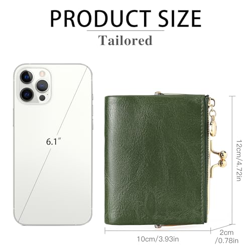 Wallet Women Small RFID Blocking Bifold Leather Wallets for Women Vintage Coin Purse With Zipper and Kiss Lock3