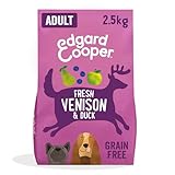 Edgard & Cooper Pienso para Perros Adultos Comida para Perros Seca Natural (carne de venado y pato, 2,5 kg), sin cereales ni gluten, hipoalergénico, con ingredientes naturales y carne fresca