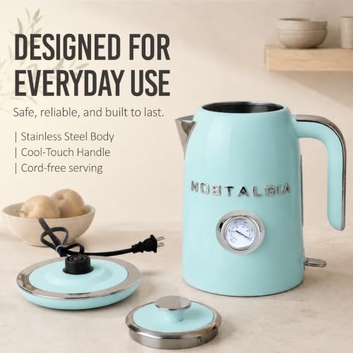 Nostalgia Retro Electric Kettle,1.7L Enamel-Coated Stainless Steel - Aqua - image 7