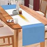 Tamaño: 182 x 45 cm. Camino de mesa de la bandera nacional de Argentina de 18 x 78 pulgadas, camino de mesa de centro de algodón y lino, camino de mesa suave para vacaciones, fiestas, dormitorio, decoración de tocador