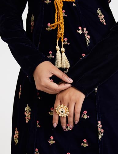 Image of Amazon Brand - Myx Women Festive Embroidered Velvet Kurta (Available in Plus Sizes)
