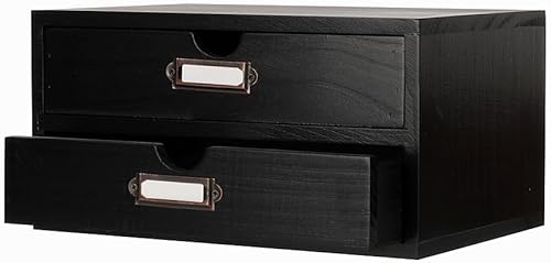 Miniatura 23 de Caja de Almacenamiento de Madera Organizador de Escritorio Rústico con 3 Cajones Accesorios de Escritorio de Oficina Estante Contenedores