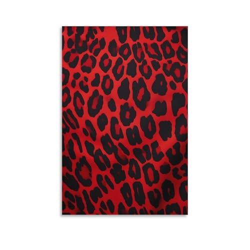 Toile léopard rouge 60x90 grand format poster mural design moderne