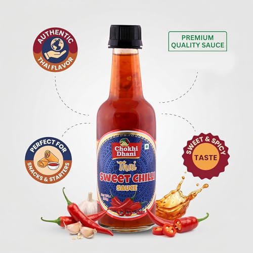 Image of Chokhi Dhani Thai Sweet Chilli Sauce 250g | Sweet & Spicy Dipping Sauce | Perfect for Momos, Spring Rolls, Fries, Noodles & Burgers | Asian Sauce Dimsums, Sushi, Wraps & Rolls, Thai Rice Bowls, Bao Buns, Fried Rice | Sweet Chilli Dip