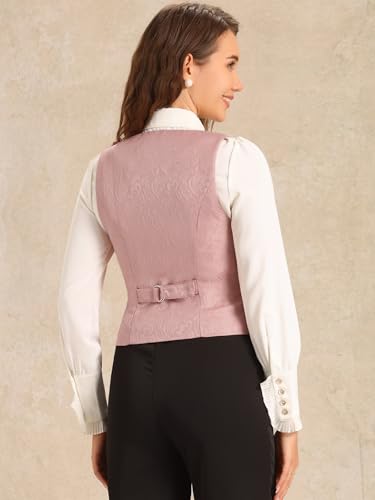 Chaleco rosa para mujer jacquard soluciona looks aburridos con botones vintage 4