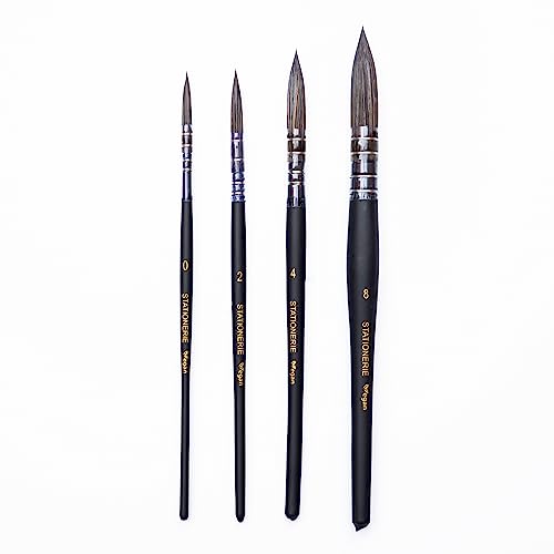 Image of Stationerie Paint Brushes Set /Handmade Professional Artist Painting Brush Set for Acrylic, Watercolor, & Gouache Painting with Brush Holder (Mop Set Matte)
