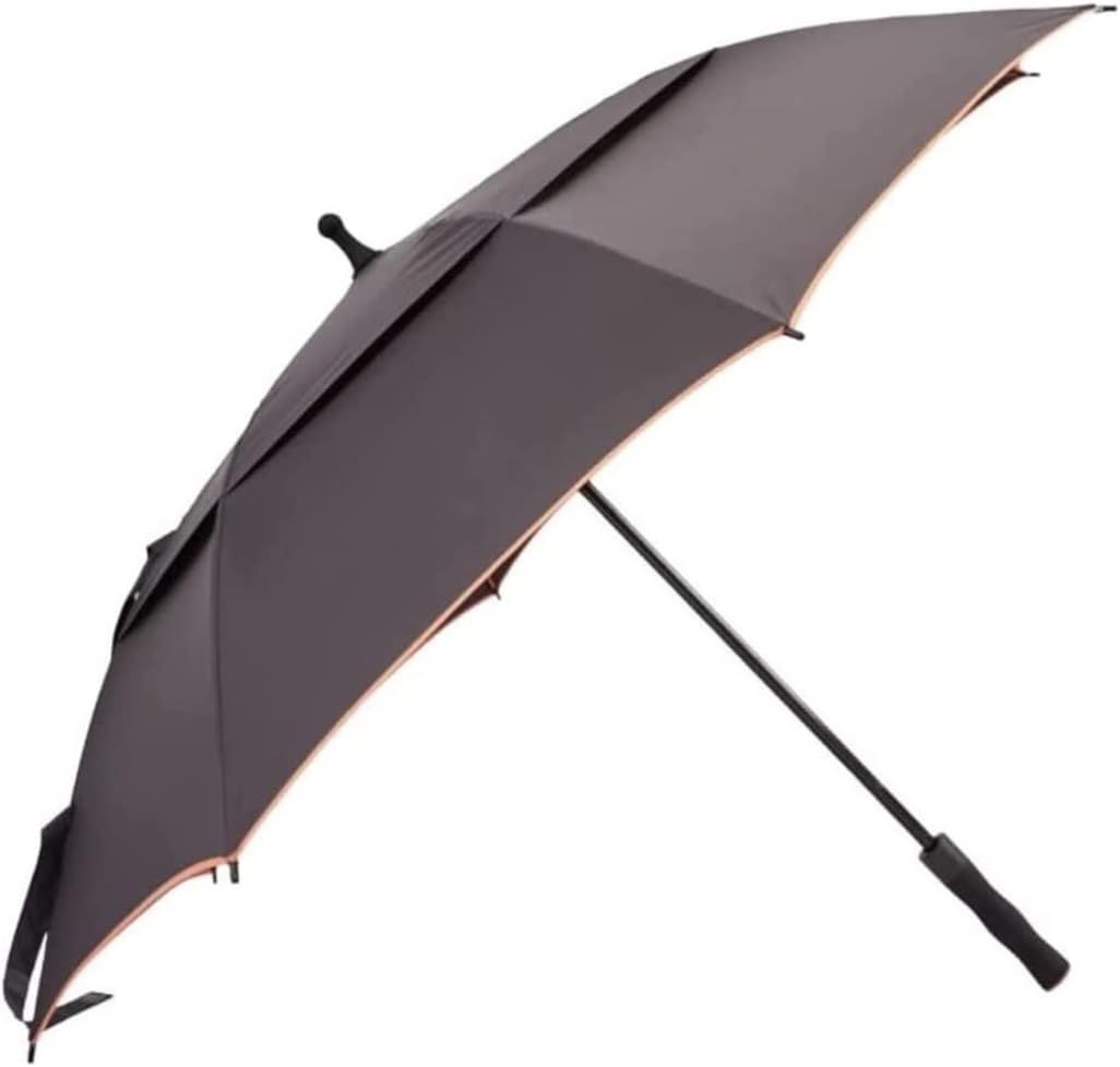 Windproof Umbrella Strong Umbrellas 53 Inch Windproof Reinforcement Stick Umbrella Push Cart Compatible Auto Open Double Canopy Umbrella Umbrellas for Rain (Color : Light Gray)