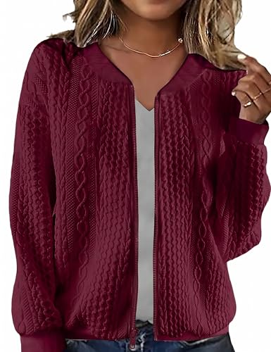 Image of Larmliss Women's Zip Up Cardigan Sweater Hoodies Long Sleeve Jacket Crewneck Casual Outerwear Spring Fall Trendy Coat Outfits