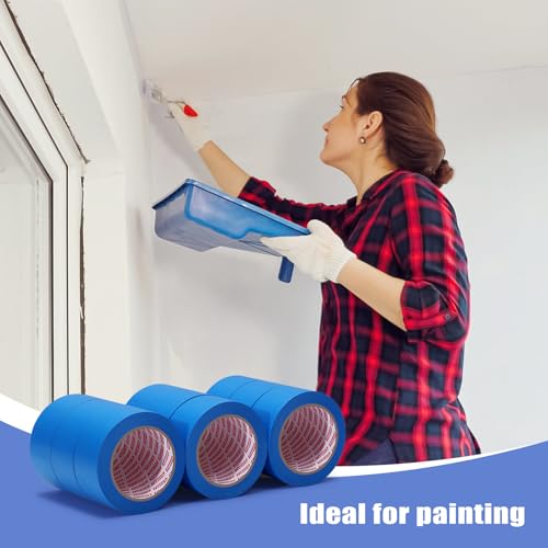 Image of 18 Rolls Painters Tape 2 Inches Wide Blue Painters Tape 18 Roll x 1.89 Inch x 55 Yards Blue Masking Tape for Home Decoration