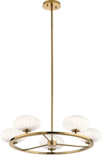 Kichler PIM 40" 5 Light Round Chandelier with Satin Etched Cased Opal Glass in F