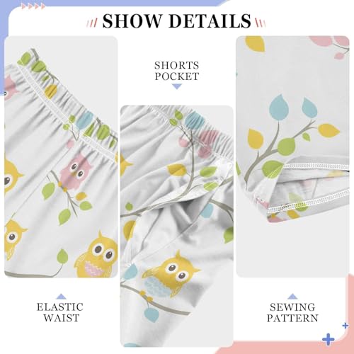 Pajama Pants Owls Tree Branches PJ Bottoms Sleepwear Lounge Sleep Pant with Pockets4