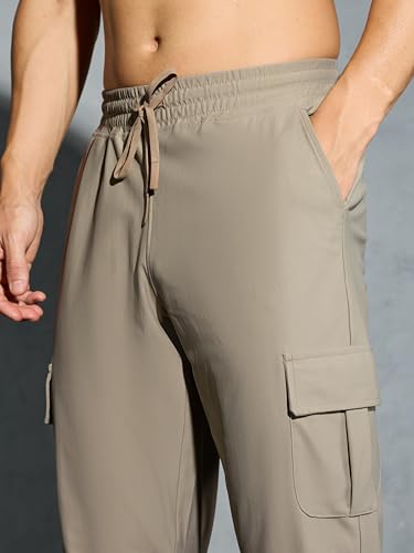 Image of TECHNOSPORT Men's Solid Slim Fit Sports Cargo Joggers DURACOOL+ Quick Dry Breathable Moisture Wicking Stretch Gym Track Pants Running Training Fitness Activewear