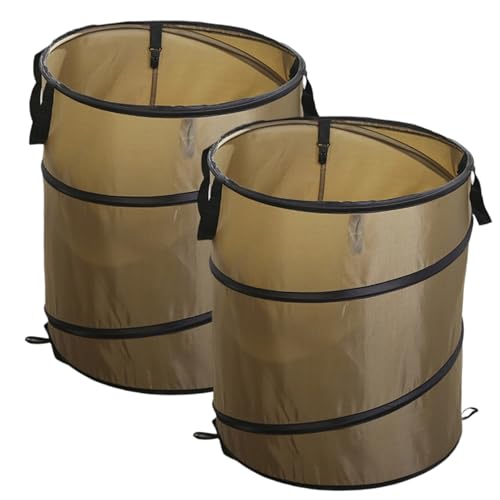 2 Pcs Pop Up Garden Waste Bags with Handles 37L Bin Bags Heavy Duty Bags Garden Bin Sacks Heavy Duty Waterproof Foldable Reusables Garden Bags for Grass Leaves Hedge Cuttings Debris - 34x40cm