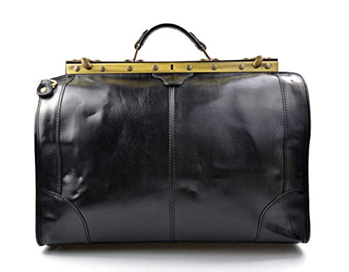 Bolso mujer y hombre de cuero negro con estética retro funcional 2