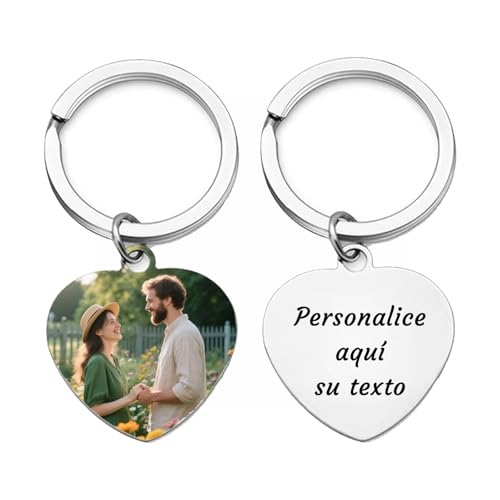 AnJeey Llavero personalizado con foto y texto - Impresión a color UV - Regalo personalizado para Mamá, Papá, Abuelos, Familia - Cumpleaños, Navidad, Aniversario, Día de la Madre - Recuerdo único