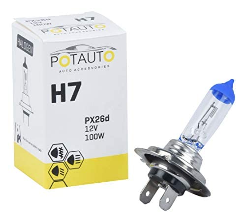Image of Potauto H7 STANDARD Head Light Halogen Bulb For Car, 12V 100W - PX26d | 3200K | Pack of 10