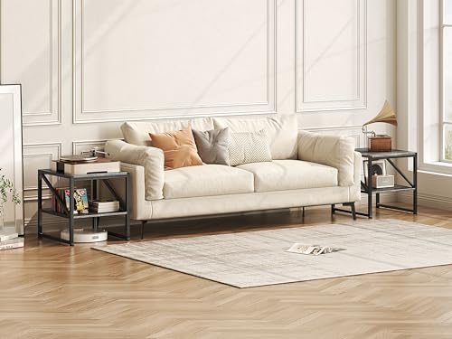 MUTUN 50cm Square End Table, 20 Inch Side Table for Living Room, Bedside Table for Bedroom, Nightstand, Small Table Grey Oak