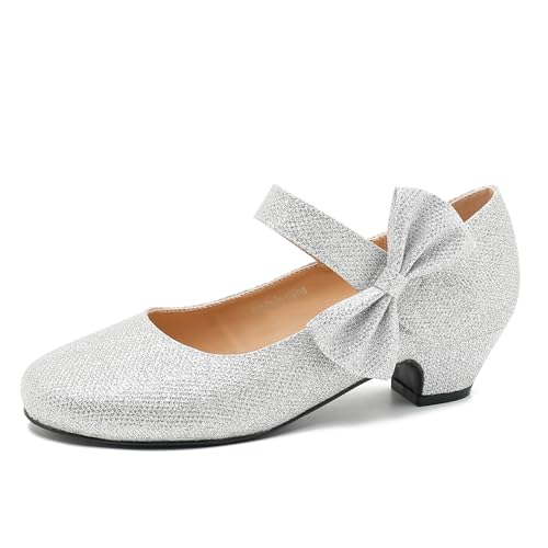 Women's Bow Mary Jane Low Chunky Heel Pumps Ankle Strap Side Bow Round Toe Dress Wedding Party Shoes