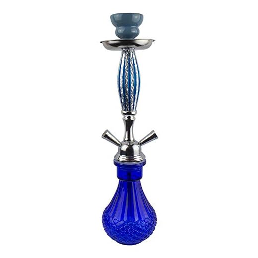 3080-2 - Shisha hookah premium DOS SALIDAS - 42 centímetros - Cachimba premium (Azul)