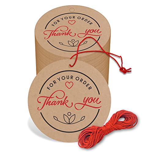 Image of Clickedin - 2 Inch Thank You for Your Order Craft Tags for Packaging with String 50 Pieces