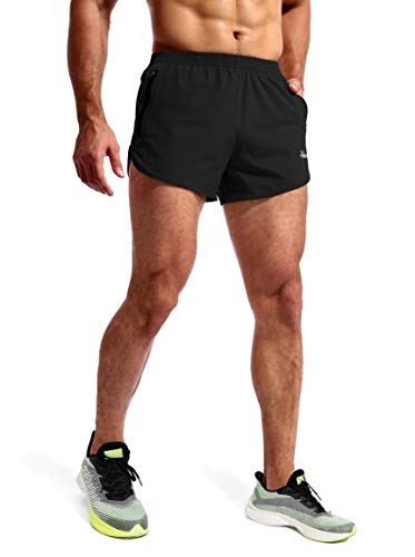 Pudolla Men’s Running Shorts 3 Inch Quick Dry Gym Athletic Workout Shorts for Men with Zipper Pockets4