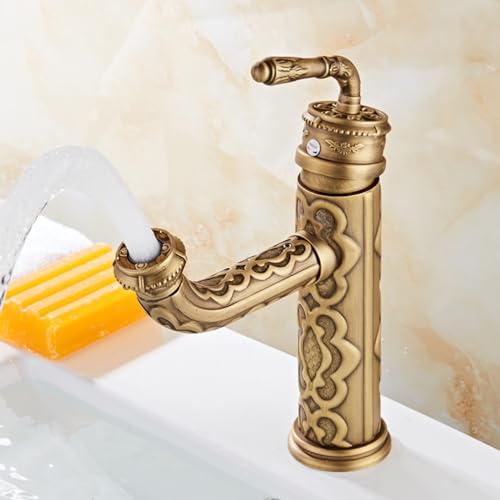 Robinet en laiton antique monotrou rotatif à 360° pour lavabo