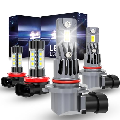 NITEGUIDE Light Bulbs Compatible for Dodge Challenger 2015-2023 High Low Beam Fog Lights 6500K Cool White Plug and Play 5000 Lumens 4PCS