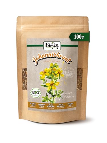Biojoy Hierba de San Juan BÍO (100 g), Hipérico seco y cortado, apto para infusión y té (Hypericum perforatum)