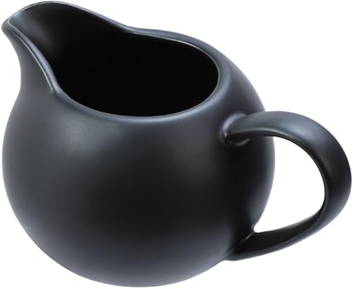Crema simple de cerámica mate con asa, jarra pequeña de leche para café, 8 onzas, color negro