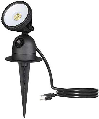 EDISHINE Outdoor LED Spotlight Waterproof, Dusk to Dawn Light Sensor, 120V 12W 1200LM 4000K Warm White Landscape Light with Plug for Flag, Trees, 3 FT Extension Cord, UL Listed