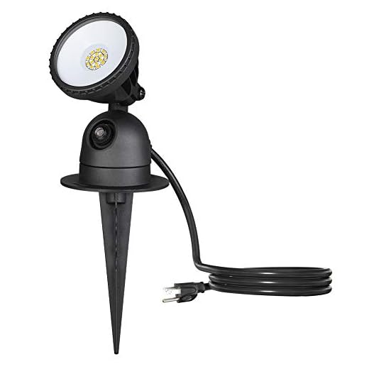 EDISHINE Outdoor LED Spotlight Waterproof, Dusk to Dawn Light Sensor, 120V 12W 1200LM 4000K Warm White Landscape Light with Plug for Flag, Trees, 3 FT Extension Cord, UL Listed