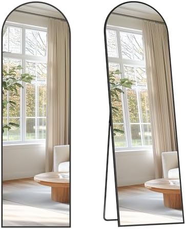 SONGMICS Espejo de Cuerpo Entero, Negro Arqueado con Soporte, 150...