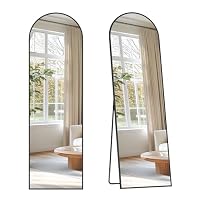 SONGMICS Ganzkörperspiegel, 150 x 40 cm, bogenförmiger Standspiegel, Rahmen aus Aluminiumlegierung, Hartglas, für Schlafzimmer, Wohnzimmer, Garderobe, tintenschwarz LFM035B01