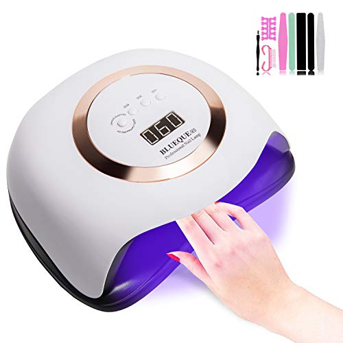 LED UV Secador de Uñas, con juegos de arte de uñas, lámpara de curado de manicura con sensor automático para uñas y uñas de los pies para Todos Gel Regalos para enamorados &madres (STYLE3, Dorado)
