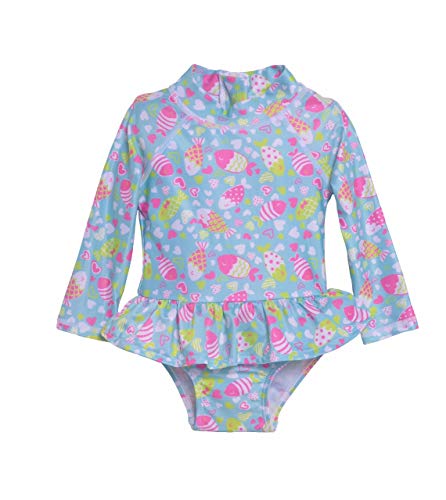 Flap Happy Girls' Rash Guard Swimsuit, Kissy Fishy, 12M