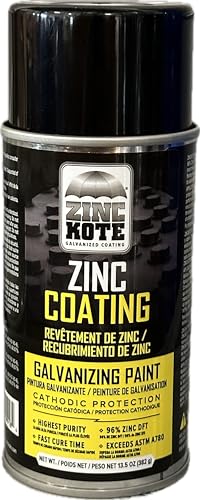 ZincKote Zinc Cold Galv Aerosol Spray - 13.5oz Can - Paint/Coating - 96% Zinc DFT - Cold Galvanizing - Repairs and reloads Hot Dip Galvanizing