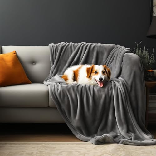 Bedding Aid wasserdichte Decke, Hundedecke Wasserdicht, Liebesdecke Wasserdicht, Katzendecke, Hundedecke Sofa, Dunkelgrau/Hellgrau, Sofadecke (152x203cm)