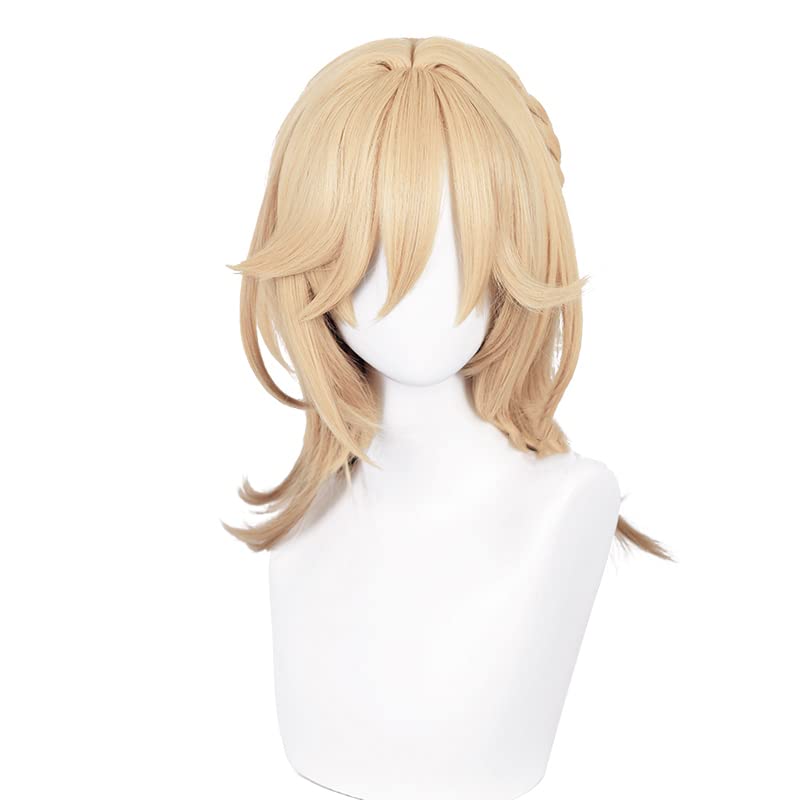 Kaveh Wig Sumeru Gold Gradient Brown Straight Synthetic Hair 50cm Lifelike Party Natural Cosplay Wigs with Bangs (GLDBRO)